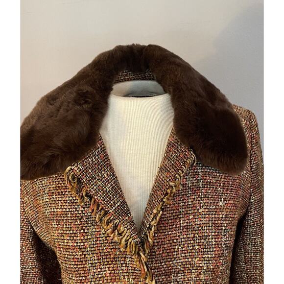 VTG Penny Lane Sz 6 Bloomingdale’s Jacket Silk Rabbit Fur Mob Wife Blazer City - Picture 3 of 11